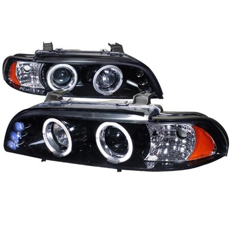 Overtime Halo Projector Headlight Gloss Black Housing Smoke for 01 to 03 BMW 5-Series OV3184347